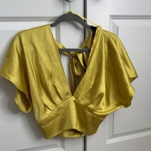 Zara Yellow Satin Blouse